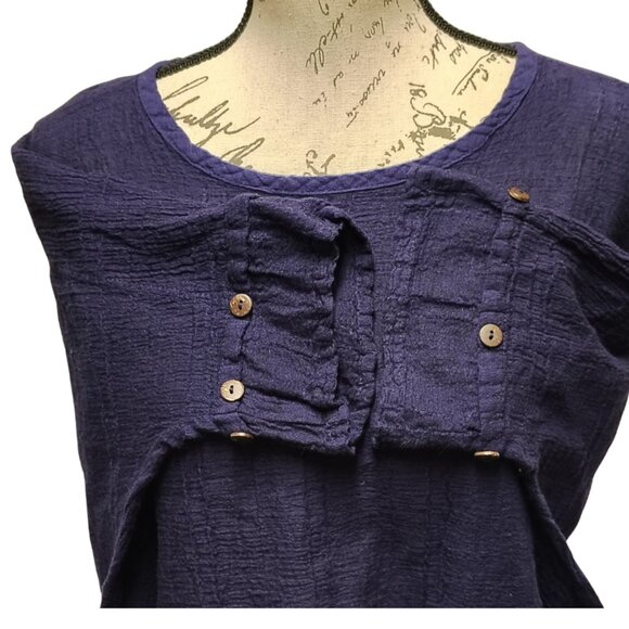 Spirithouse Bohemian 100% Cotton Blouse - Relaxed Dolman Sleeve Flowy Lagenlook - Picture 5 of 7